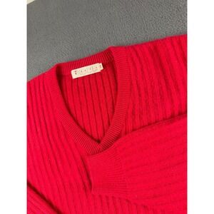 Angora‎ Sweater Men's L (40) Red Casablanca V Neck Pullover Vintage Boxy Oswal